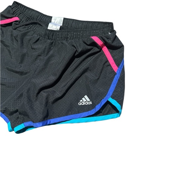 Adidas Women's Black blue pink and turquoise Running Shorts - Picture 2 of 3
